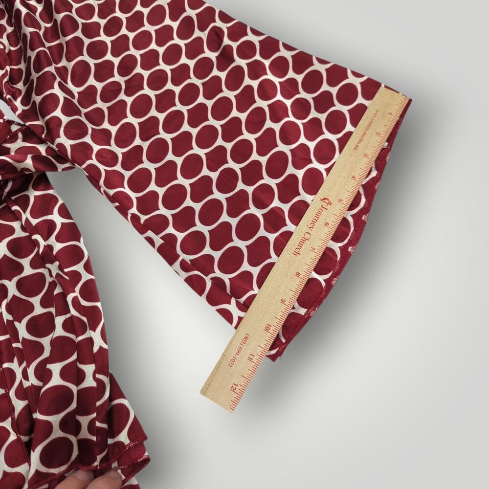 Ashley Stewart Women’s Wrap Top PLUS 3XL Burgundy & White Geometric Print - Picture 8 of 12